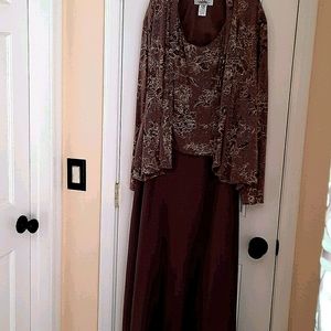 Floor-length Dress with Long-sleeved Jacket sz 18